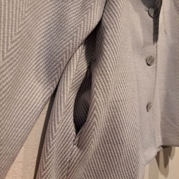 Joie Wool Blend Pea Coat Chevron Light Blue Collar 3 Buttons Outerwear sz XL - Picture 12 of 14